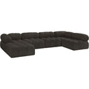  Manufacturer Color_Brown -- Ames 136" Brown Boucle Fabric Upholstered 6 pc Modular Sectional IMAGE 6