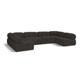  Manufacturer Color_Brown -- Ames 136" Brown Boucle Fabric Upholstered 6 pc Modular Sectional IMAGE 1