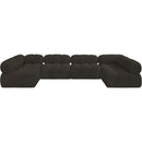  Manufacturer Color_Brown -- Ames 136" Brown Boucle Fabric Upholstered 6 pc Modular Sectional IMAGE 4