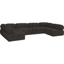  Manufacturer Color_Brown -- Ames 136" Brown Boucle Fabric Upholstered 6 pc Modular Sectional IMAGE 6