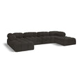  Manufacturer Color_Brown -- Ames 136" Brown Boucle Fabric Upholstered 6 pc Modular Sectional IMAGE 1