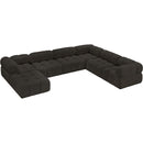  Manufacturer Color_Brown -- Ames 136" Brown Boucle Fabric Upholstered 7 pc Modular Sectional IMAGE 4