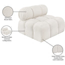  Manufacturer Color_Cream -- Ames Cream Boucle Fabric Upholstered Modular Armless Chair IMAGE 12