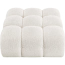 Meridian Ames Cream Boucle Fabric Ottoman IMAGE 4