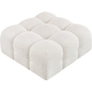 Meridian Ames Cream Boucle Fabric Ottoman IMAGE 5