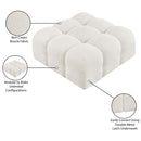  Manufacturer Color_Cream -- Ames Cream Boucle Fabric Upholstered Modular Ottoman IMAGE 8