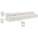  Manufacturer Color_Cream -- Ames 136" Cream Boucle Fabric Upholstered 4 pc Armless Modular Sofa IMAGE 10
