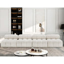  Manufacturer Color_Cream -- Ames 136" Cream Boucle Fabric Upholstered 4 pc Armless Modular Sofa IMAGE 2