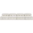  Manufacturer Color_Cream -- Ames 136" Cream Boucle Fabric Upholstered 4 pc Armless Modular Sofa IMAGE 4