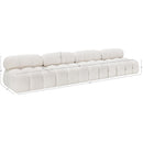  Manufacturer Color_Cream -- Ames 136" Cream Boucle Fabric Upholstered 4 pc Armless Modular Sofa IMAGE 9