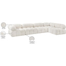  Manufacturer Color_Cream -- Ames 136" Cream Boucle Fabric Upholstered 5 pc Modular Sectional IMAGE 14