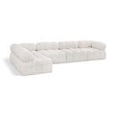  Manufacturer Color_Cream -- Ames 136" Cream Boucle Fabric Upholstered 5 pc Modular Sectional IMAGE 1