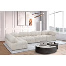  Manufacturer Color_Cream -- Ames 136" Cream Boucle Fabric Upholstered 5 pc Modular Sectional IMAGE 2