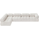  Manufacturer Color_Cream -- Ames 136" Cream Boucle Fabric Upholstered 5 pc Modular Sectional IMAGE 5