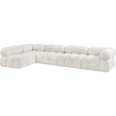  Manufacturer Color_Cream -- Ames 136" Cream Boucle Fabric Upholstered 5 pc Modular Sectional IMAGE 6