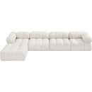  Manufacturer Color_Cream -- Ames 136" Cream Boucle Fabric Upholstered 5 pc Modular Sectional IMAGE 5