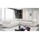  Manufacturer Color_Cream -- Ames 102" Cream Boucle Fabric Upholstered 5 pc Modular Sectional IMAGE 2