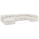  Manufacturer Color_Cream -- Ames 136" Cream Boucle Fabric Upholstered 6 pc Modular Sectional IMAGE 16