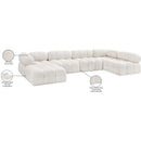  Manufacturer Color_Cream -- Ames 136" Cream Boucle Fabric Upholstered 6 pc Modular Sectional IMAGE 17