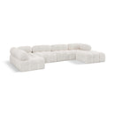  Manufacturer Color_Cream -- Ames 136" Cream Boucle Fabric Upholstered 6 pc Modular Sectional IMAGE 1