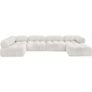  Manufacturer Color_Cream -- Ames 136" Cream Boucle Fabric Upholstered 6 pc Modular Sectional IMAGE 4
