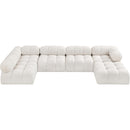  Manufacturer Color_Cream -- Ames 136" Cream Boucle Fabric Upholstered 6 pc Modular Sectional IMAGE 5