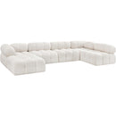  Manufacturer Color_Cream -- Ames 136" Cream Boucle Fabric Upholstered 6 pc Modular Sectional IMAGE 6