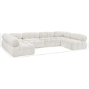  Manufacturer Color_Cream -- Ames 136" Cream Boucle Fabric Upholstered 6 pc Modular Sectional IMAGE 12