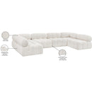 Manufacturer Color_Cream -- Ames 136" Cream Boucle Fabric Upholstered 6 pc Modular Sectional IMAGE 13