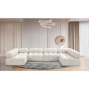  Manufacturer Color_Cream -- Ames 136" Cream Boucle Fabric Upholstered 6 pc Modular Sectional IMAGE 2