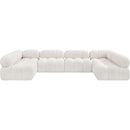  Manufacturer Color_Cream -- Ames 136" Cream Boucle Fabric Upholstered 6 pc Modular Sectional IMAGE 4