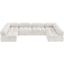  Manufacturer Color_Cream -- Ames 136" Cream Boucle Fabric Upholstered 6 pc Modular Sectional IMAGE 5