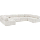  Manufacturer Color_Cream -- Ames 136" Cream Boucle Fabric Upholstered 6 pc Modular Sectional IMAGE 6