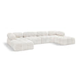  Manufacturer Color_Cream -- Ames 136" Cream Boucle Fabric Upholstered 6 pc Modular Sectional IMAGE 1