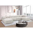  Manufacturer Color_Cream -- Ames 136" Cream Boucle Fabric Upholstered 6 pc Modular Sectional IMAGE 2