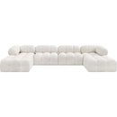  Manufacturer Color_Cream -- Ames 136" Cream Boucle Fabric Upholstered 6 pc Modular Sectional IMAGE 4
