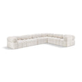  Manufacturer Color_Cream -- Ames 136" Cream Boucle Fabric Upholstered 6 pc Modular Sectional IMAGE 1