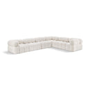  Manufacturer Color_Cream -- Ames 136" Cream Boucle Fabric Upholstered 6 pc Modular Sectional IMAGE 1
