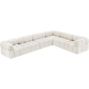  Manufacturer Color_Cream -- Ames 136" Cream Boucle Fabric Upholstered 6 pc Modular Sectional IMAGE 5