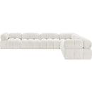  Manufacturer Color_Cream -- Ames 136" Cream Boucle Fabric Upholstered 6 pc Modular Sectional IMAGE 6