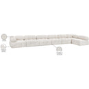  Manufacturer Color_Cream -- Ames 204" Cream Boucle Fabric Upholstered 7 pc Modular Sectional IMAGE 16