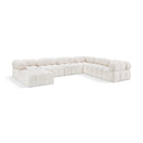  Manufacturer Color_Cream -- Ames 136" Cream Boucle Fabric Upholstered 7 pc Modular Sectional IMAGE 1