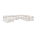 Meridian Ames Cream Boucle Fabric Modular Sectional IMAGE 1