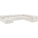  Manufacturer Color_Cream -- Ames 136" Cream Boucle Fabric Upholstered 7 pc Modular Sectional IMAGE 3