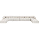  Manufacturer Color_Cream -- Ames 204" Cream Boucle Fabric Upholstered 8 pc Modular Sectional IMAGE 4