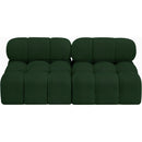  Manufacturer Color_Green -- Ames 68" Green Boucle Fabric Upholstered 2 pc Armless Modular Loveseat IMAGE 5