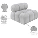  Manufacturer Color_Grey -- Ames Grey Boucle Fabric Upholstered Modular Armless Chair IMAGE 12