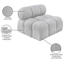 Meridian Ames Grey Boucle Fabric Armless IMAGE 12