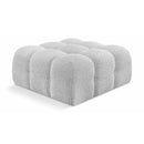 Meridian Ames Grey Boucle Fabric Ottoman IMAGE 1