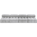  Manufacturer Color_Grey -- Ames 136" Grey Boucle Fabric Upholstered 4 pc Armless Modular Sofa IMAGE 5